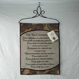 13x18in Wall Hang Tapestry Bannerette Tan Brown 10 Commandments Christian Decor