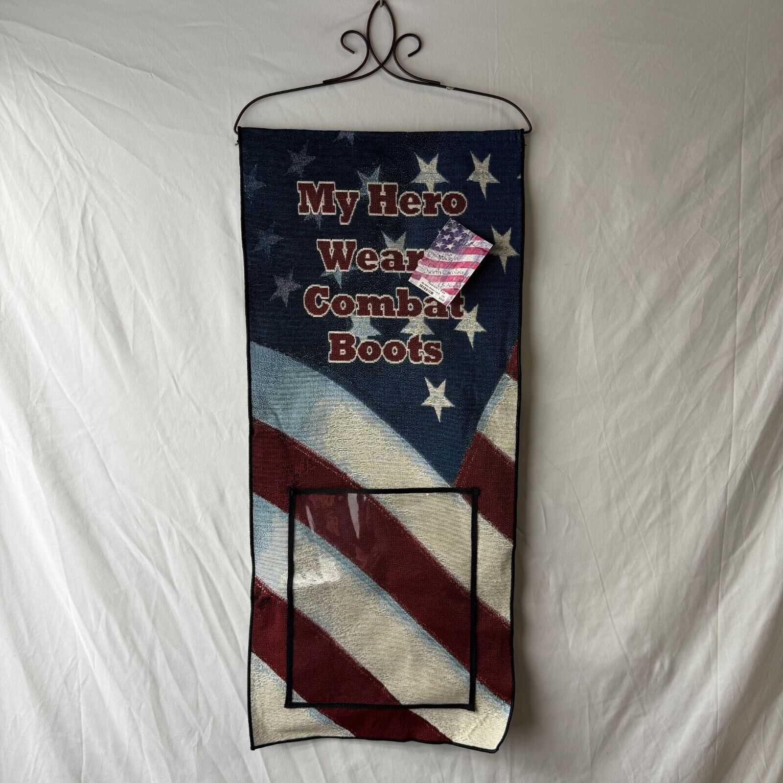 13x20in Wall Hanging Tapestry American Flag Combat Hero Military Memorial NWT