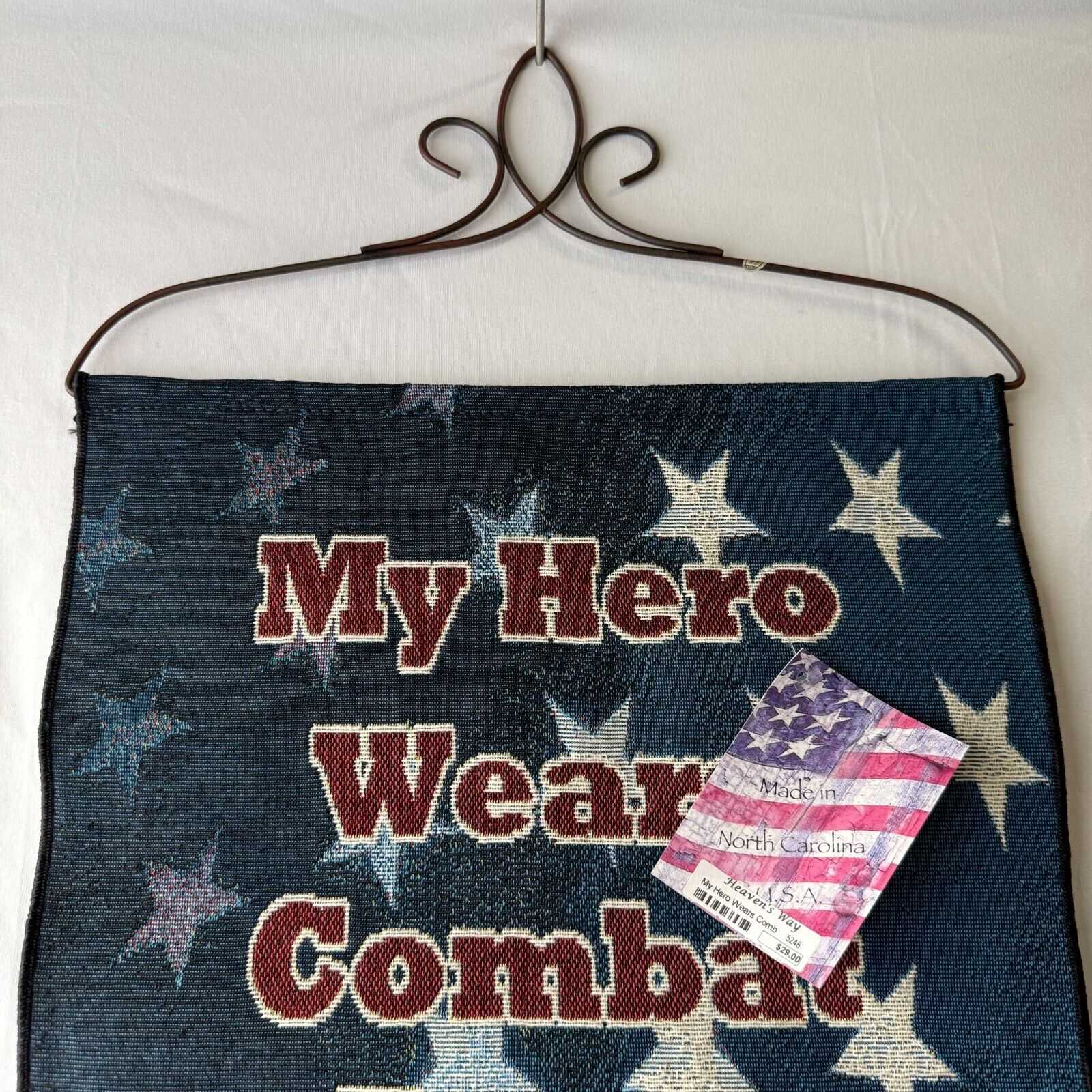 13x20in Wall Hanging Tapestry American Flag Combat Hero Military Memorial NWT