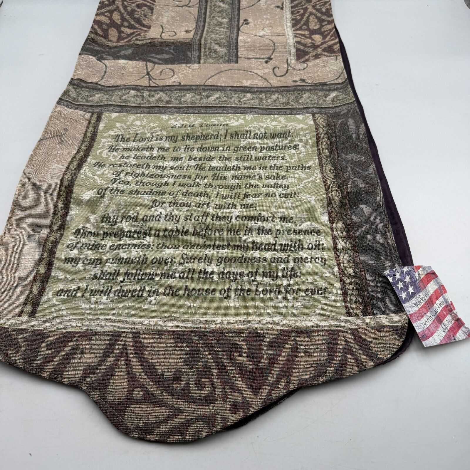 17x72in Memorial Scarf My Shepherd 23rd Psalm Made In USA Canvas Cloth NWT