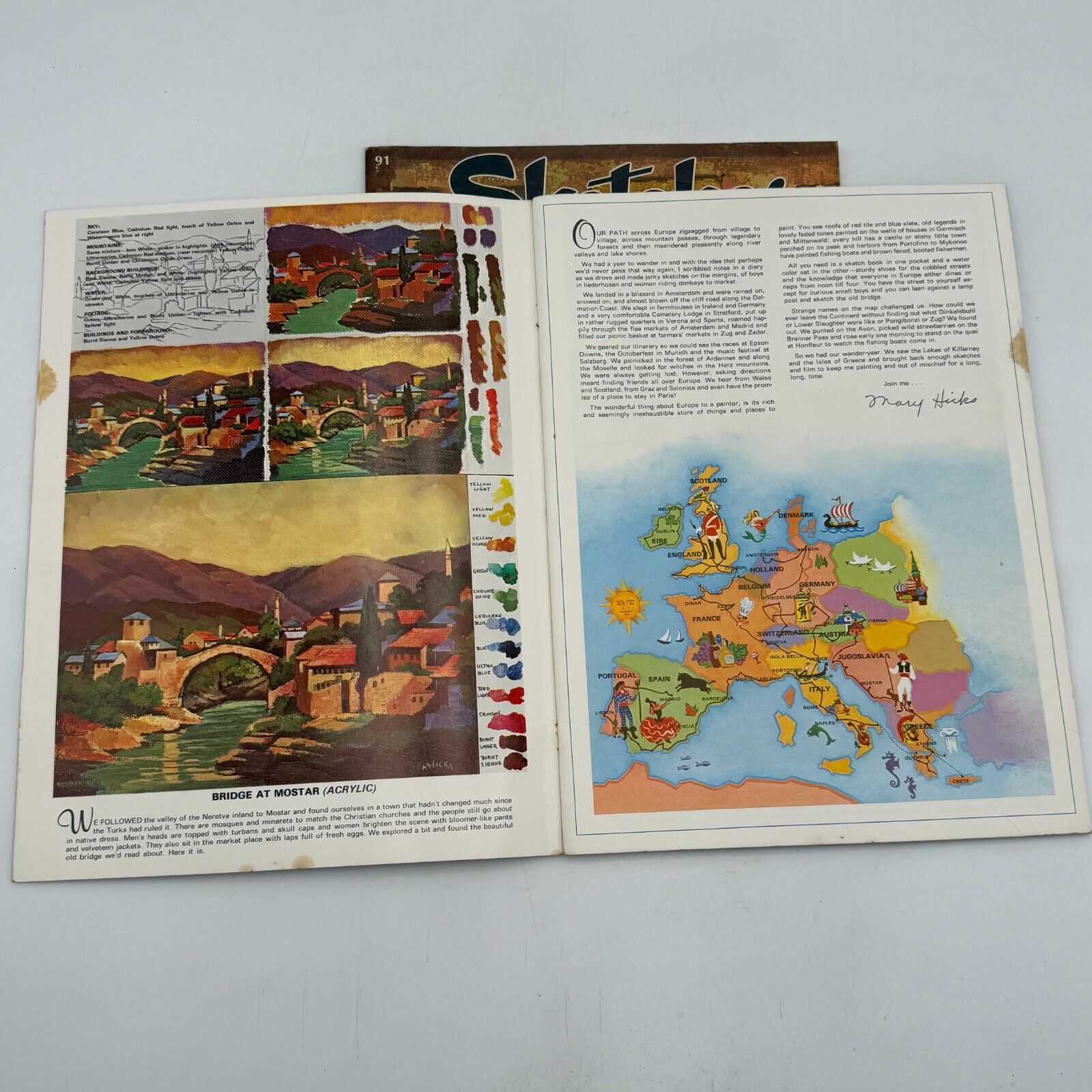 2 Walter Foster Mary Hicks 91 Sketches Abroad & 127 Adventures In Europe Art