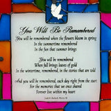 22in Metal Black Yard Stake Stained Glass Sign You Will Be Remembered Memorial