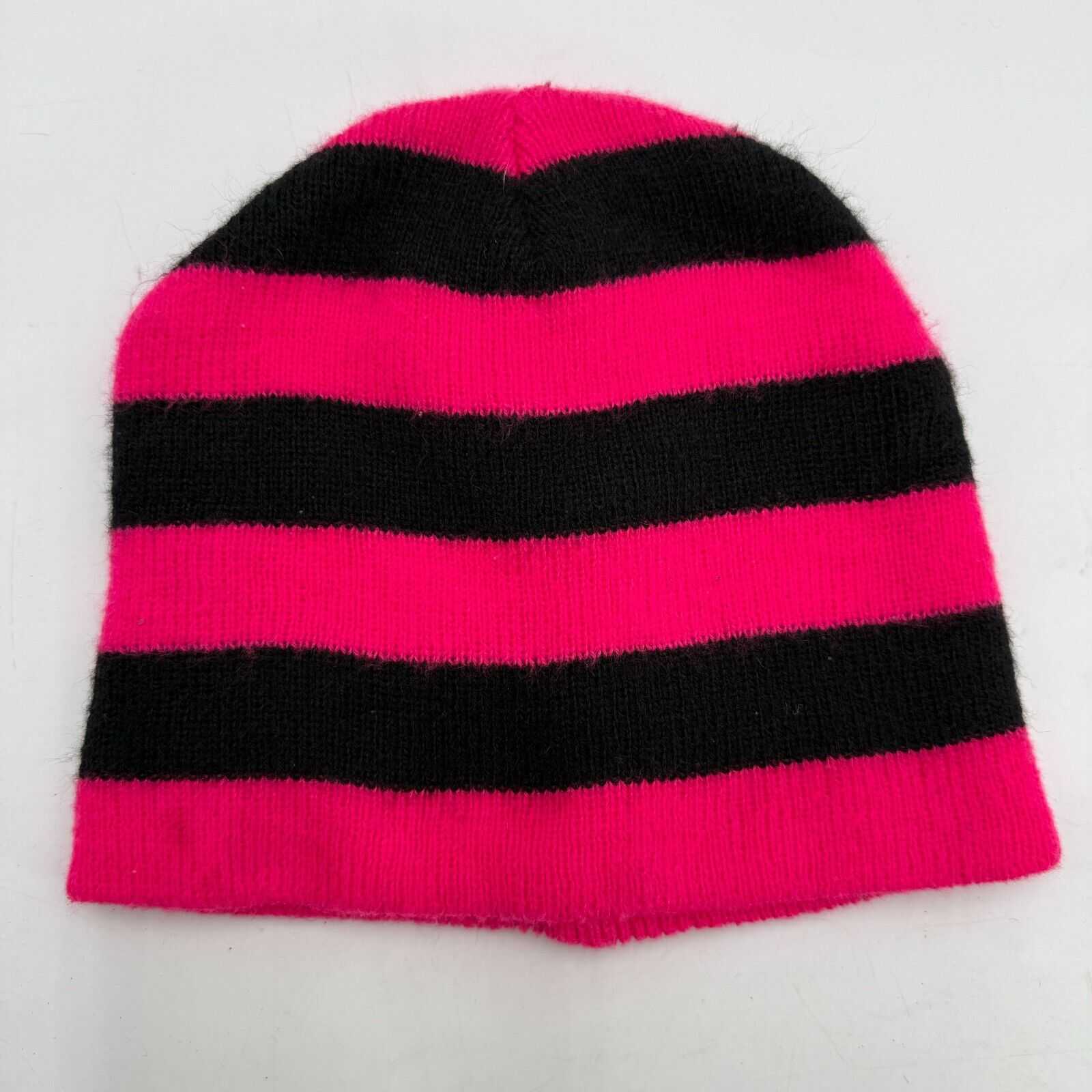 2pc Set Matching Warm Scarf & Beanie Pink Black Stripes Hat Cap T-Mobile Winter