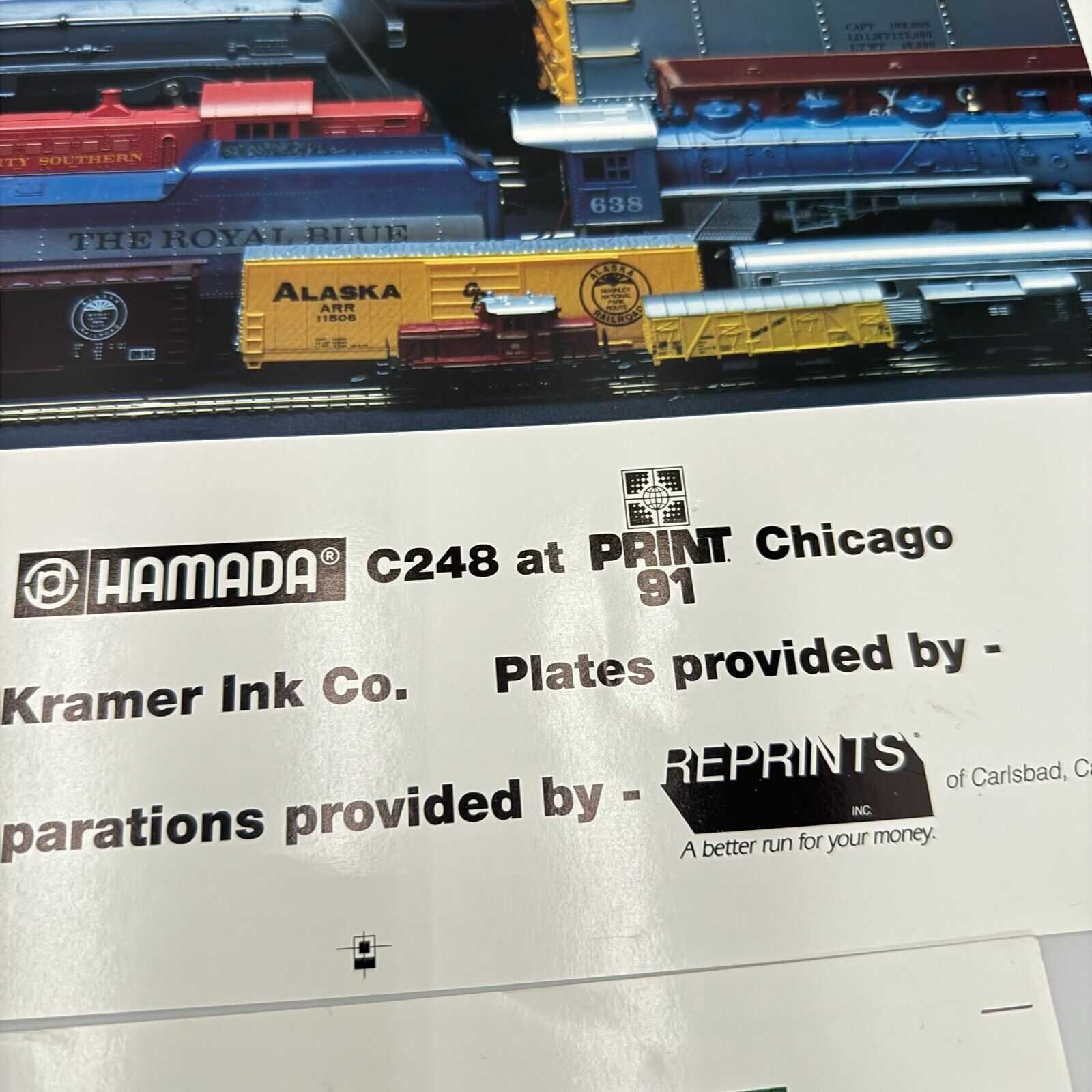 3 Chicago Prints Vintage Locomotive Train & Duplicate Model Rail Car 14x20