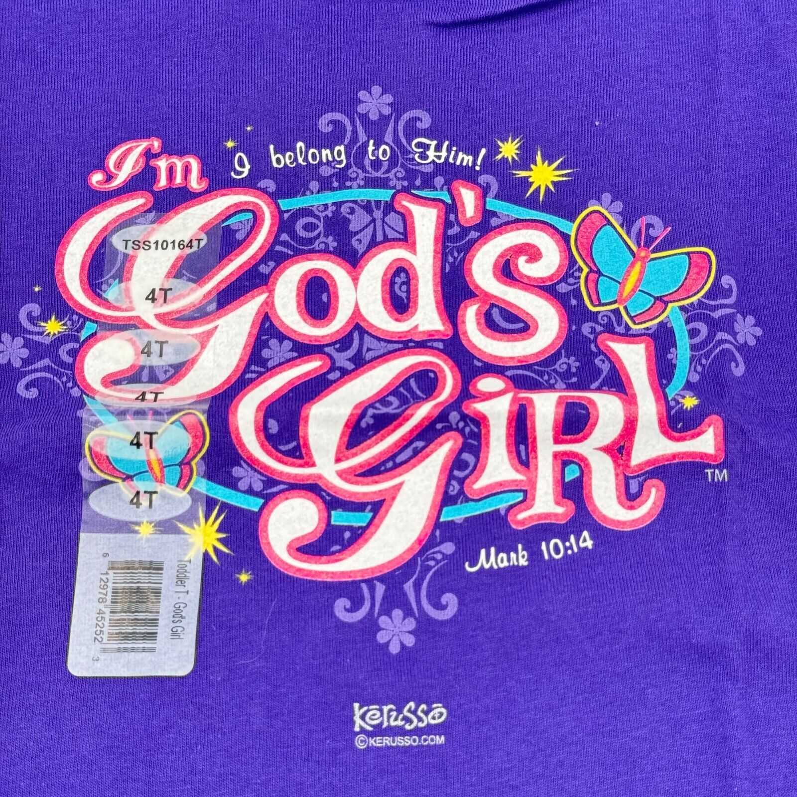 4T Toddler Kerusso Purpl God’s Girl Mark 10,14 Christian Kids T-Shirt NWT