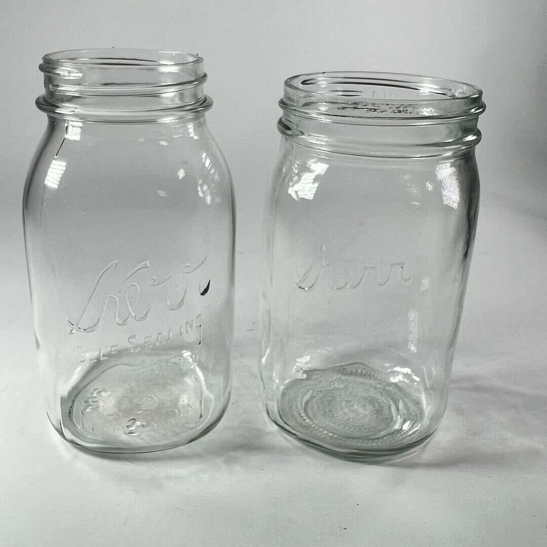 Kerr Thick Glass Mason Jars No lids Non-Matching Great Condition