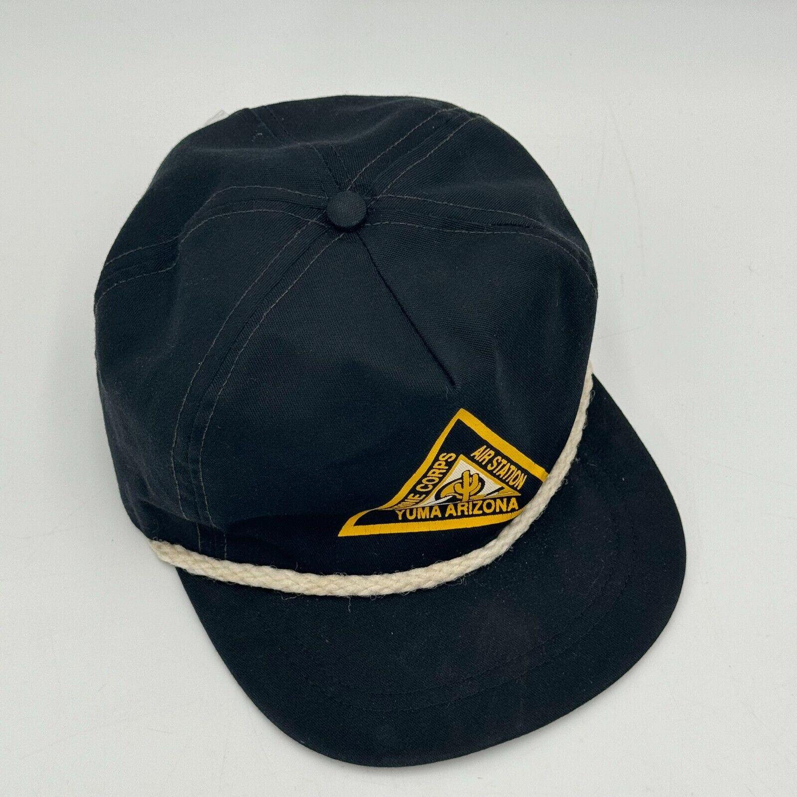 Marine Corps Air Station Yuma Arizona FlatBill Black Rope Leather Adjustable Hat