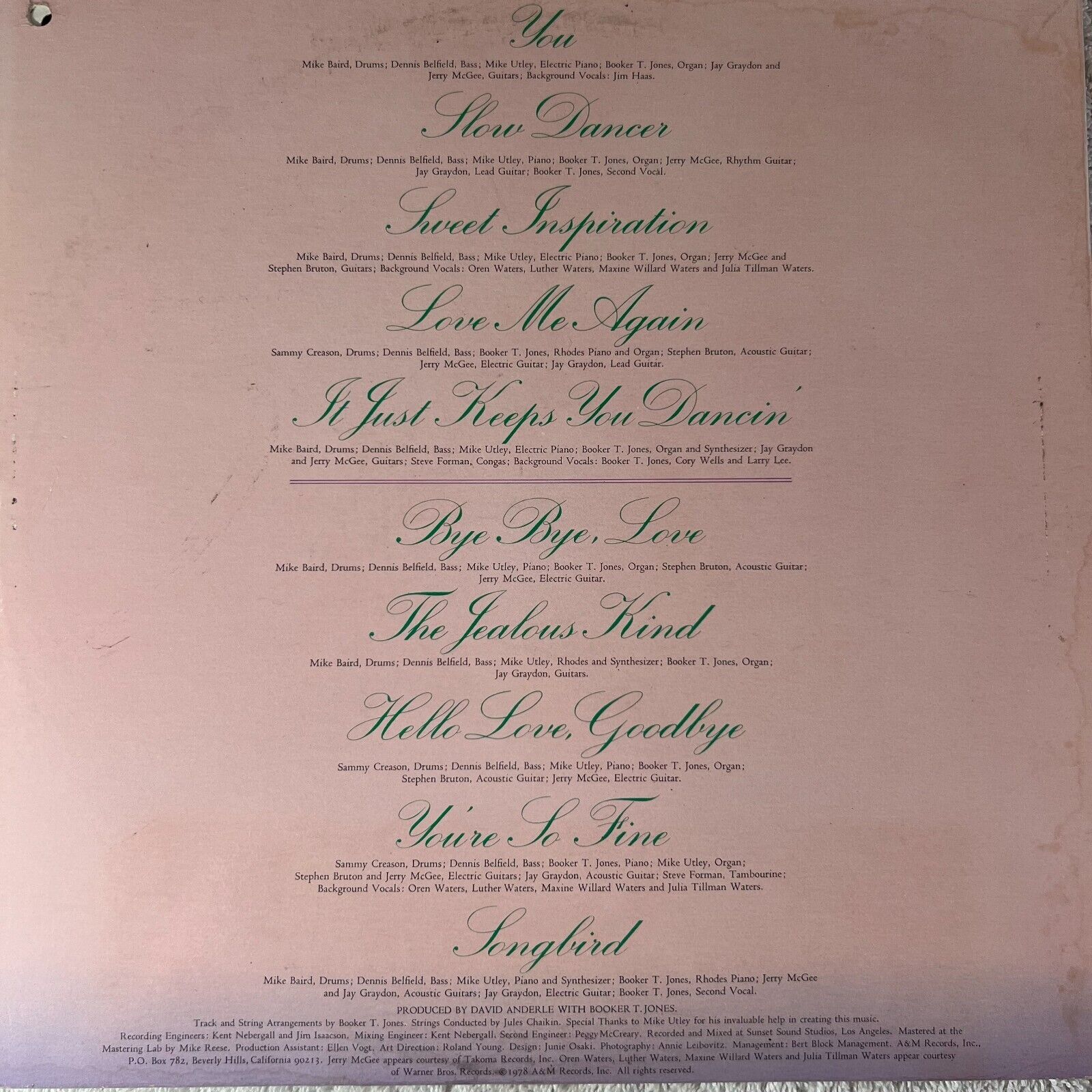 Rita Coolidge Love Me Again LP Vinyl 1978 A&M Records Gatefold