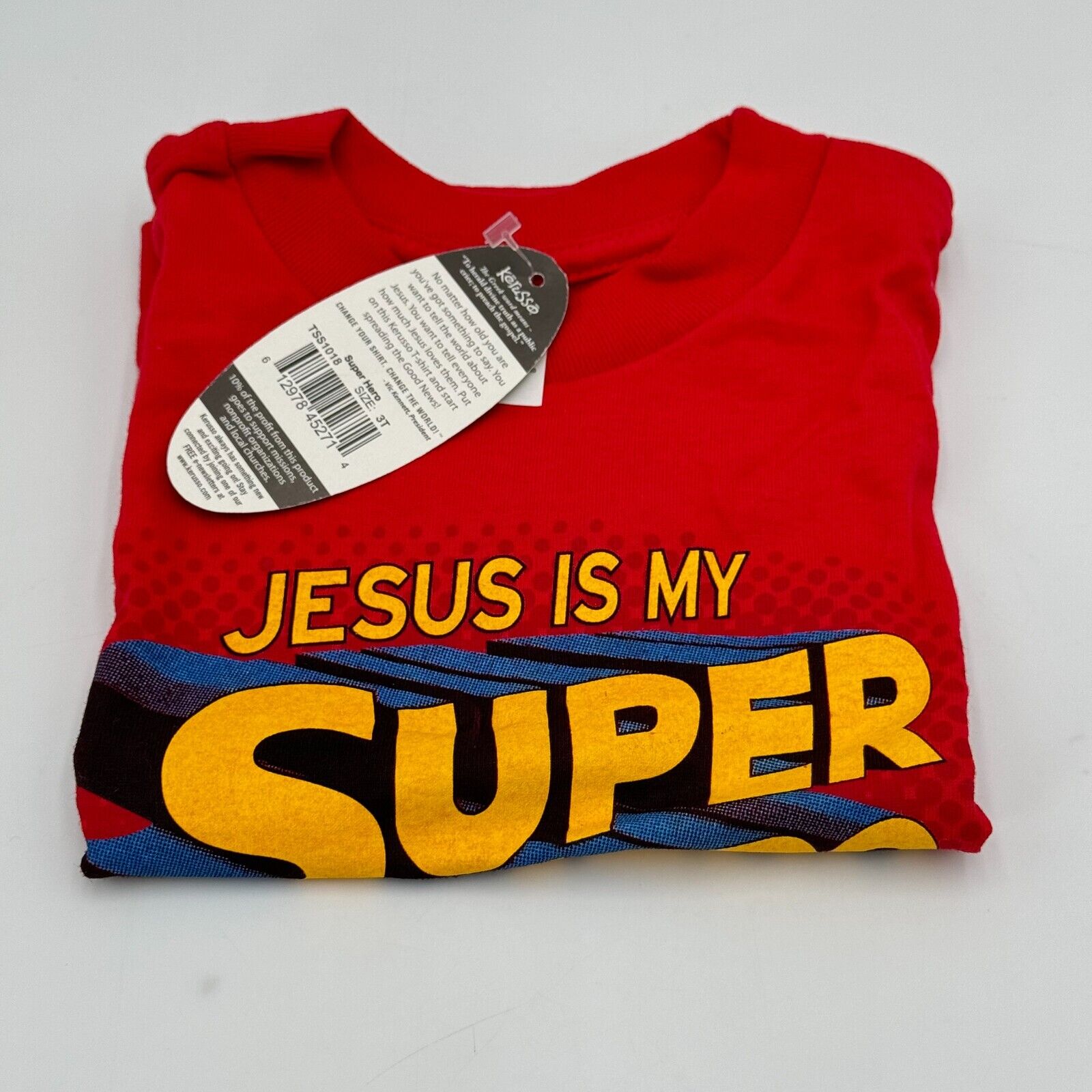 Kerusso Red Jesus My Super Hero 2 Timothy 1:9-10 Toddler T-Shirt Size 31 NWT