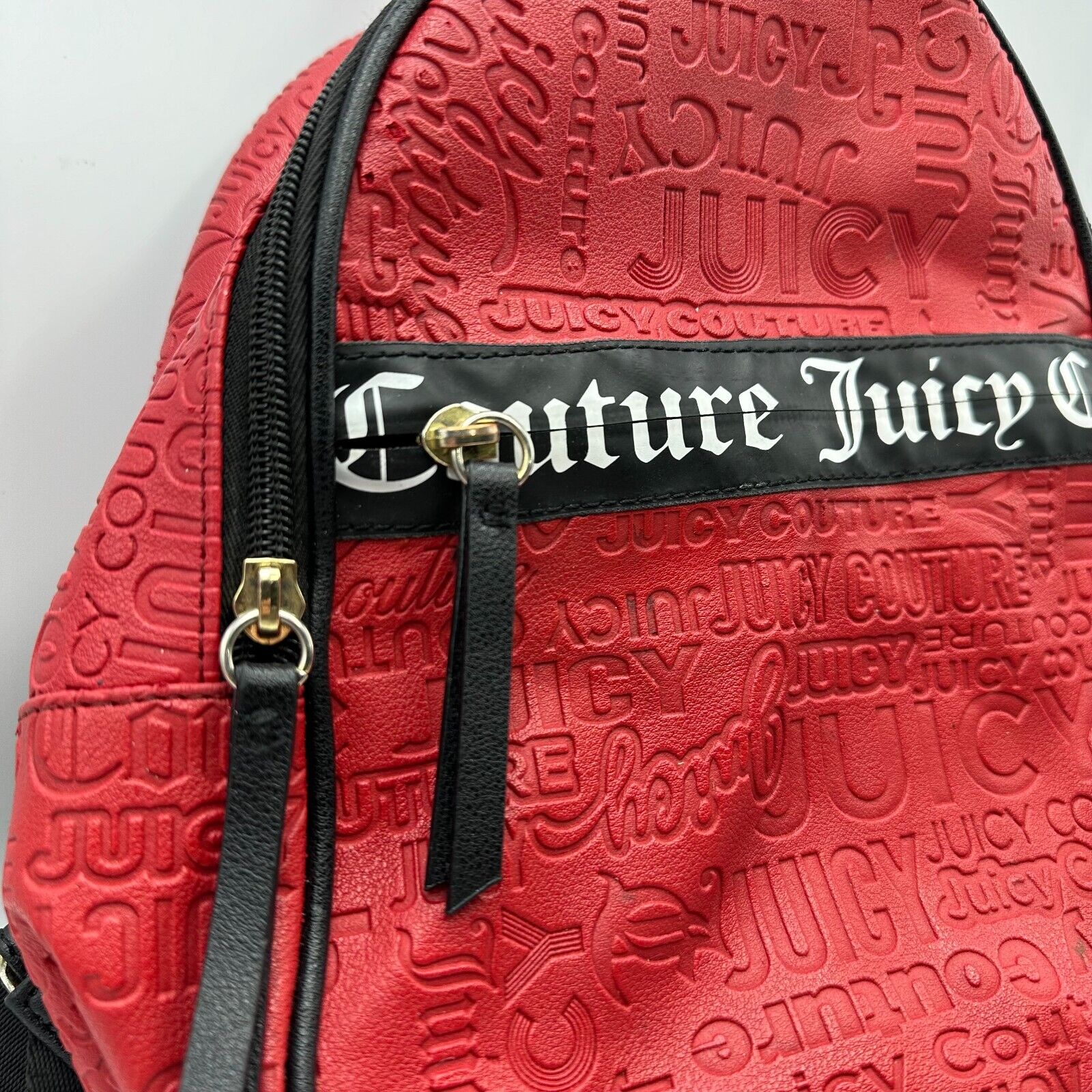 Juicy Couture Red Backpack Ours Zips Say It All Back Pack Travel Bag Purse Carry