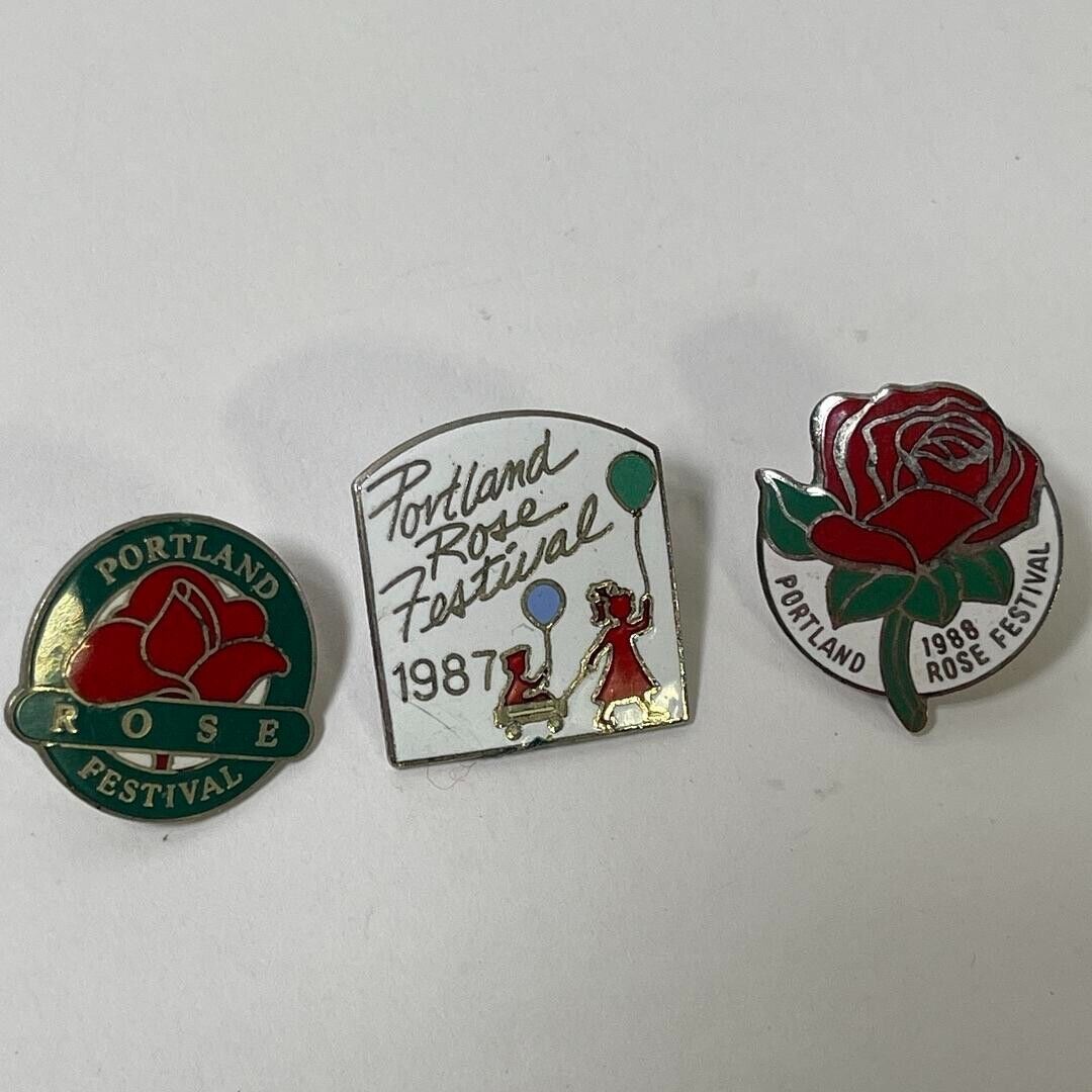 ‘86, ‘87, ‘88 Portland Rose Festival Collectors Pins - Lot of 3 Portland Oregon