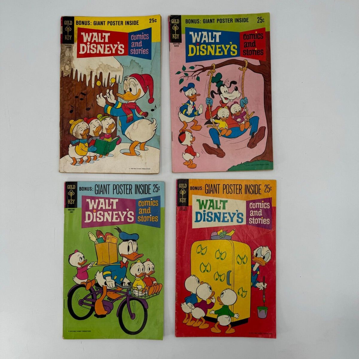 Set of 4 Walt Disney’s Comics Stories Collections First Issue + 3 Giant Poster