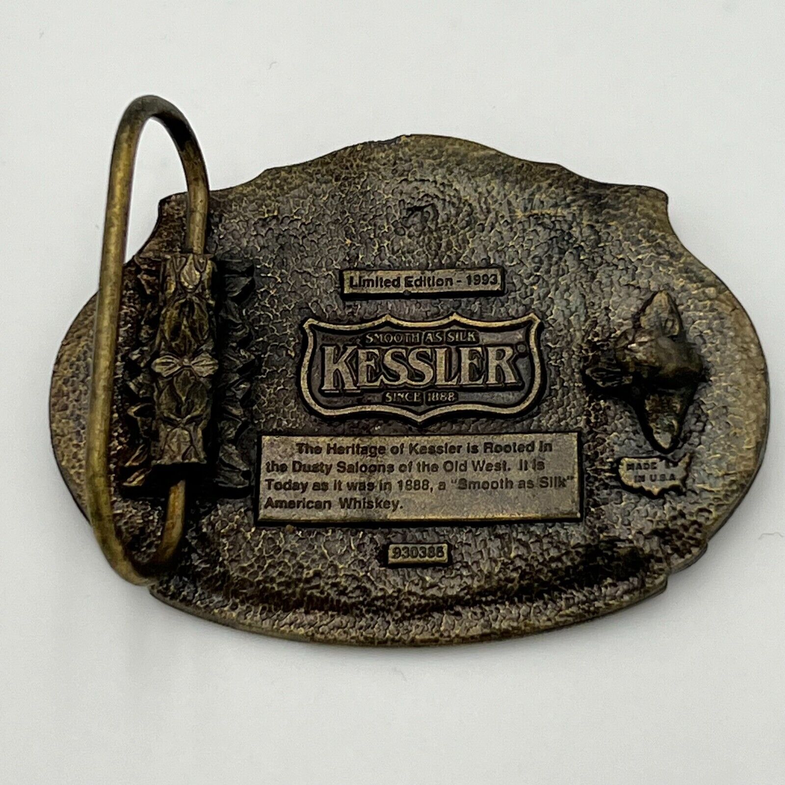 Vintage Belt Buckle Kessler American Whiskey Limited Edition 1993 Made in USA
