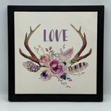 Decorative 11x11 “LOVE” Floral Elegant Design Plastic Framed Sign Wall Decor