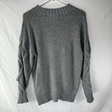 Cotton Emporium Sweater Grey Puffball Knit Woven Crochet Womens Size XS