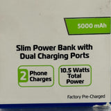 Zgear Slim Power Bank 5000 mAh with DUAL Charging Ports 10.5W