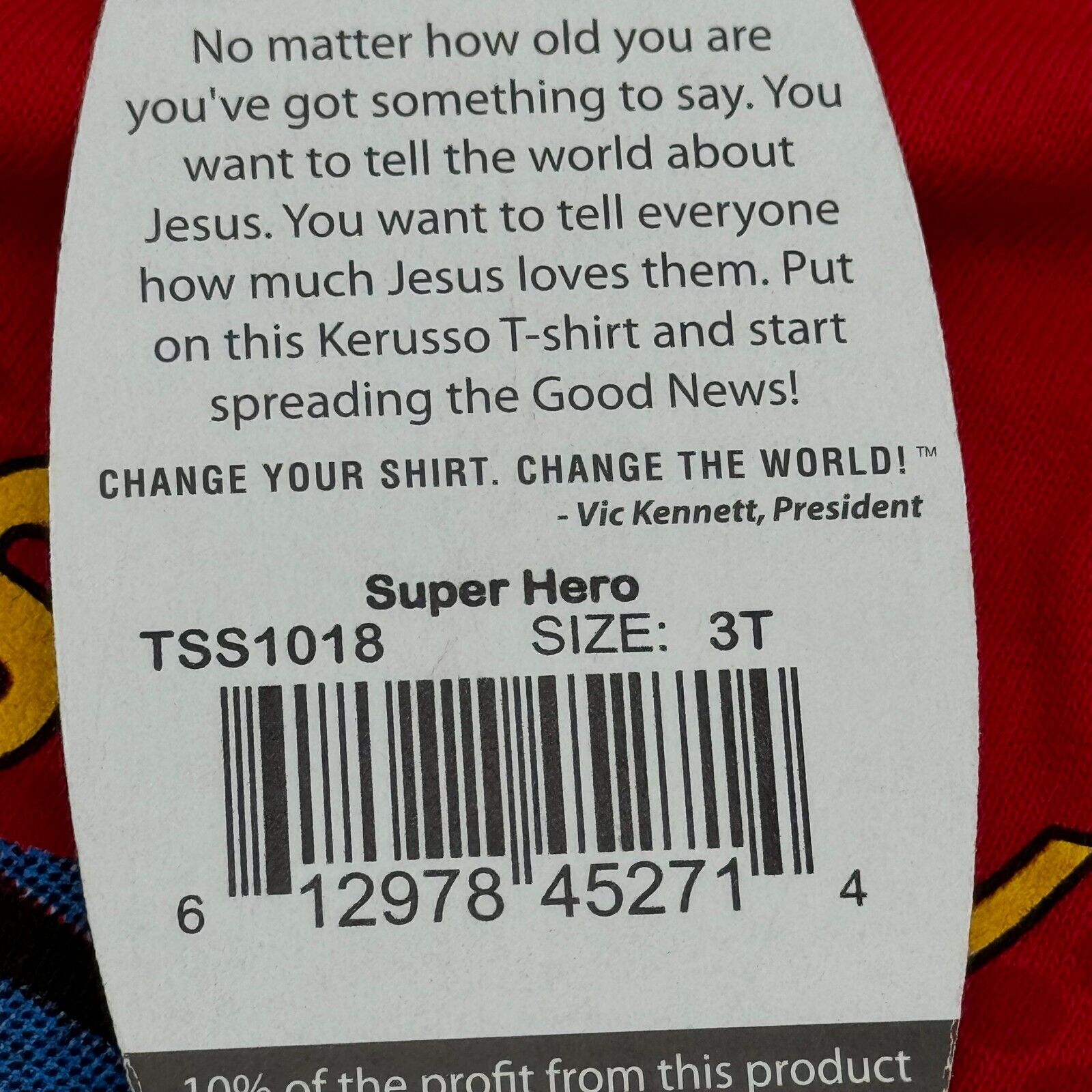 Kerusso Red Jesus My Super Hero 2 Timothy 1:9-10 Toddler T-Shirt Size 31 NWT