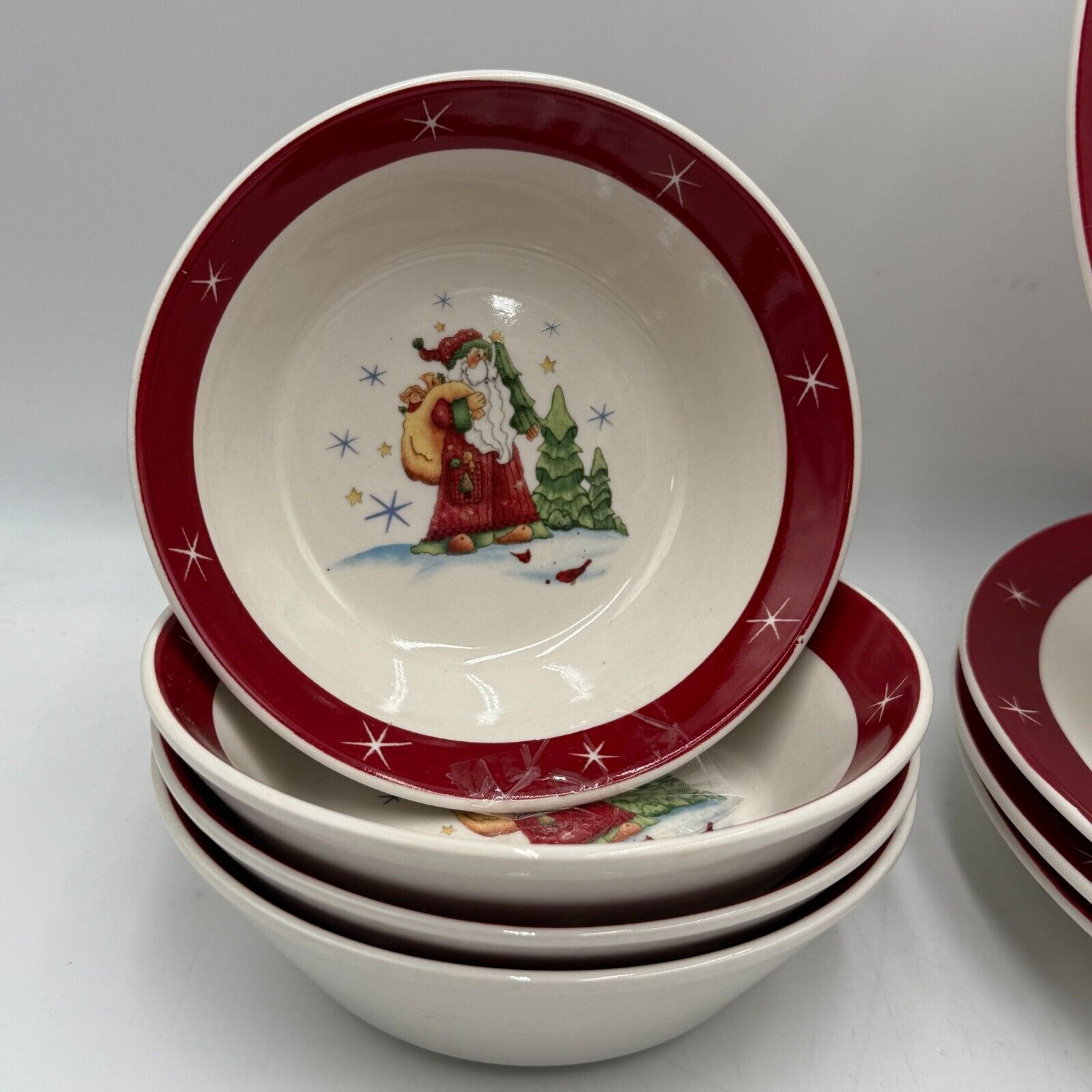 Holiday 16 Piece Dinnerware Set Serves 4 Winter Santa Cups Bowl Plates Christmas