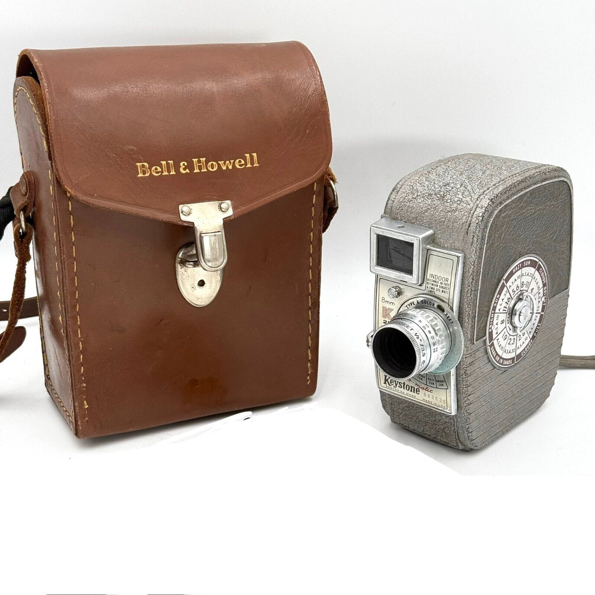 Vintage Keystone 8MM K-25 Capri Wind-Up Movie Camera Bell & Howell Leather Case