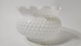 Vintage Hobnail White Glass Hurricane Lampshade With Classic Ruffled Edge