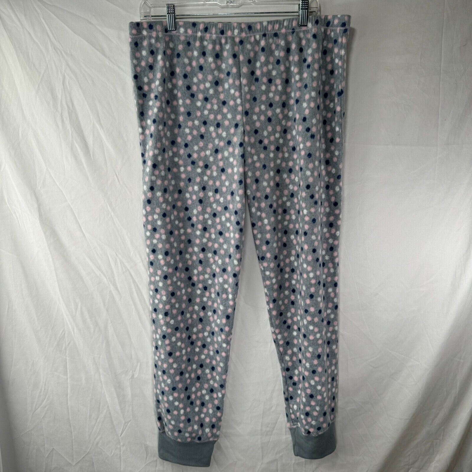 Jaclyn Intimates 2pc Pajama Set Grey Pink Blue Polka Dots Womens Size XL NWT