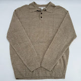 Geoffrey Beene Mens Quater Button Collared Pullover Sweater Tan Beige Size M