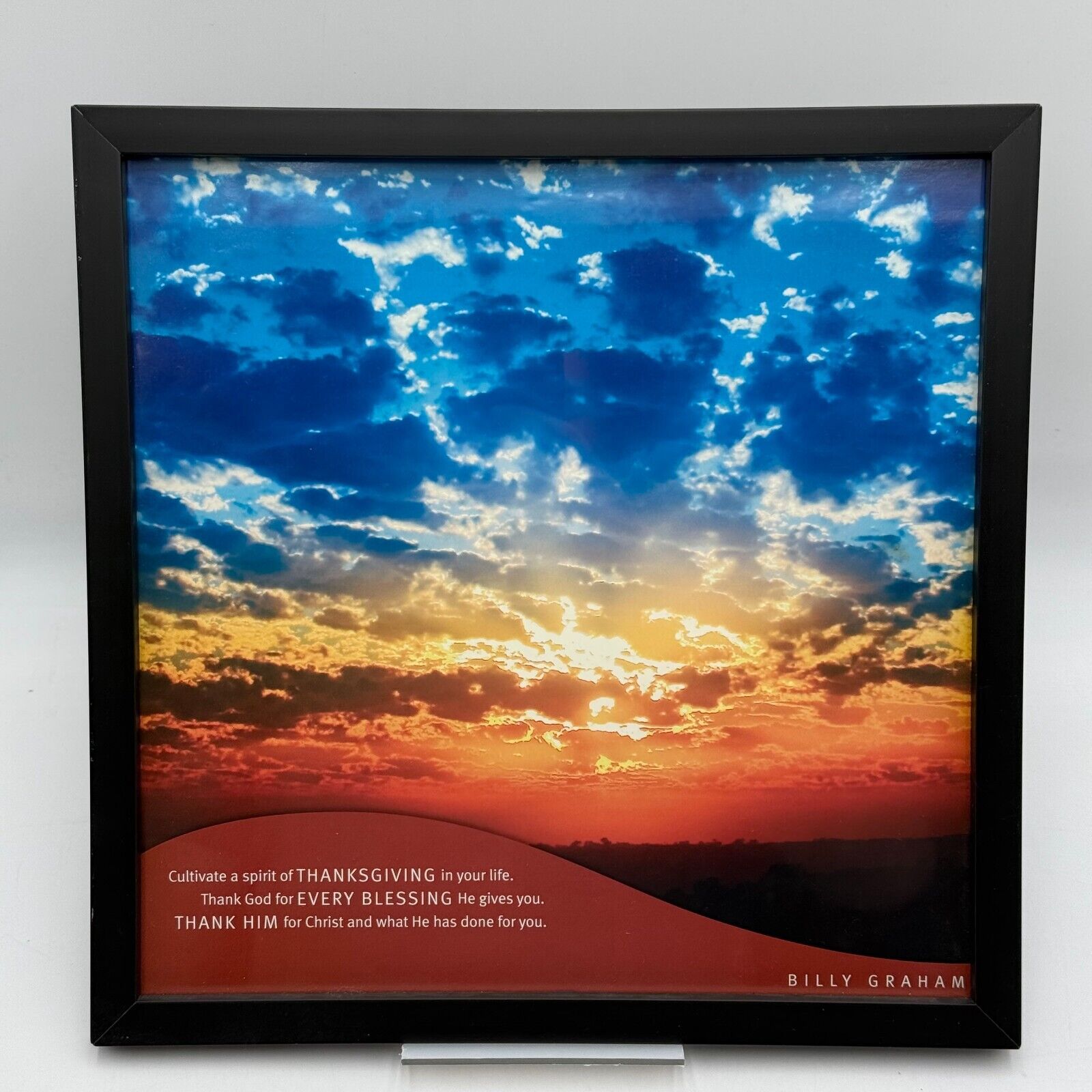 13x13 Framed Sunset Picture Inspirational Bible Quotes Thank God Billy Graham