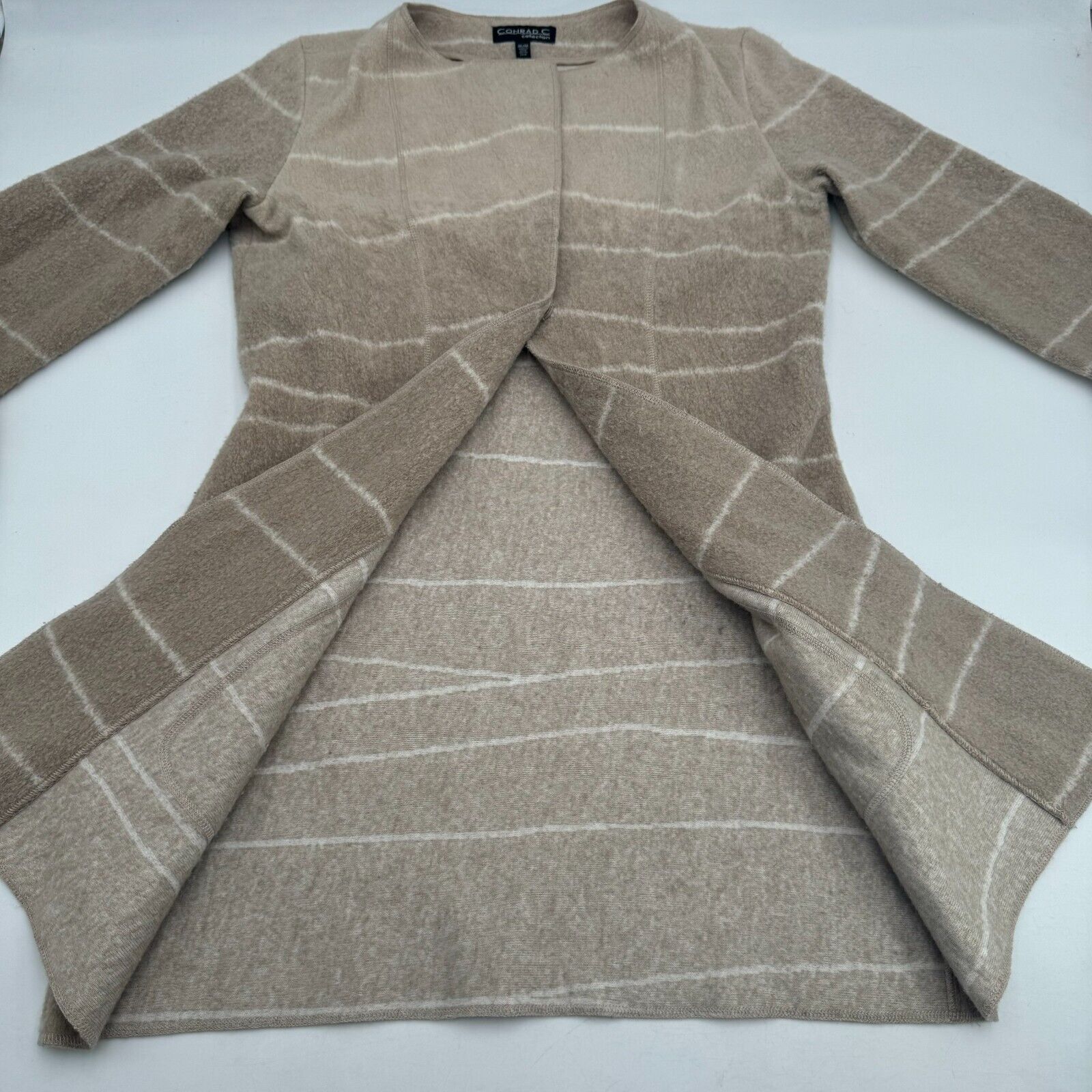 Conrad C Collection Beige Wool Blend Button Coat Sweater Jacket Womens Size M