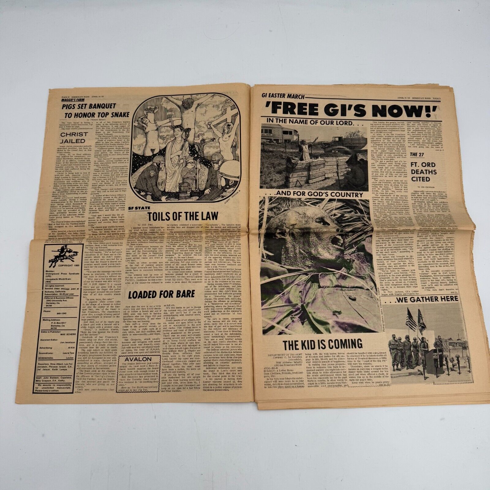 Berkeley Barb Full Issue 190 1969 Newspaper GI Anti War March Adult Comics 1969