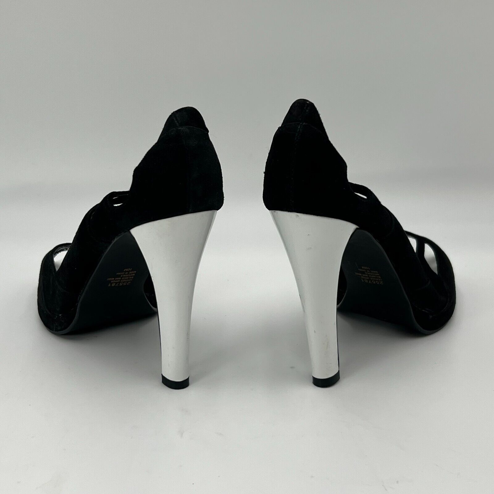 Susan Lucci Designer Pumps 4.5 inch Heel Black Leather Open Toe Womens Size 10M