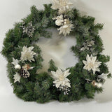 Beautiful 18” Holiday Wreath Green/White/Silver