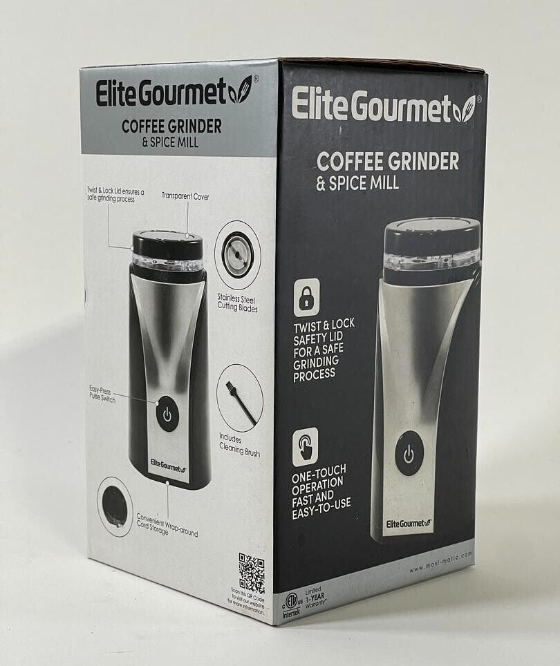 Elite Gourmet Twist & Lock Coffee Grinder & Spice Mill ETS-9053 NEW IN BOX