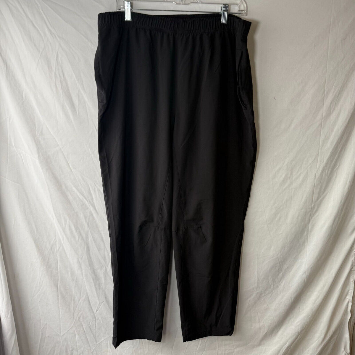 Mens Black Athletic Track Pants Breathable Workout Gym Stretch Comfort Size L