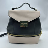 Steve Madden Backpack With Top Handle Purse Faux Leather Black Cream Unisex