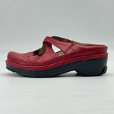 Klogs Carolina Womens Size 8M US Leather Non Slip On Mary Jane Clogs Burgundy