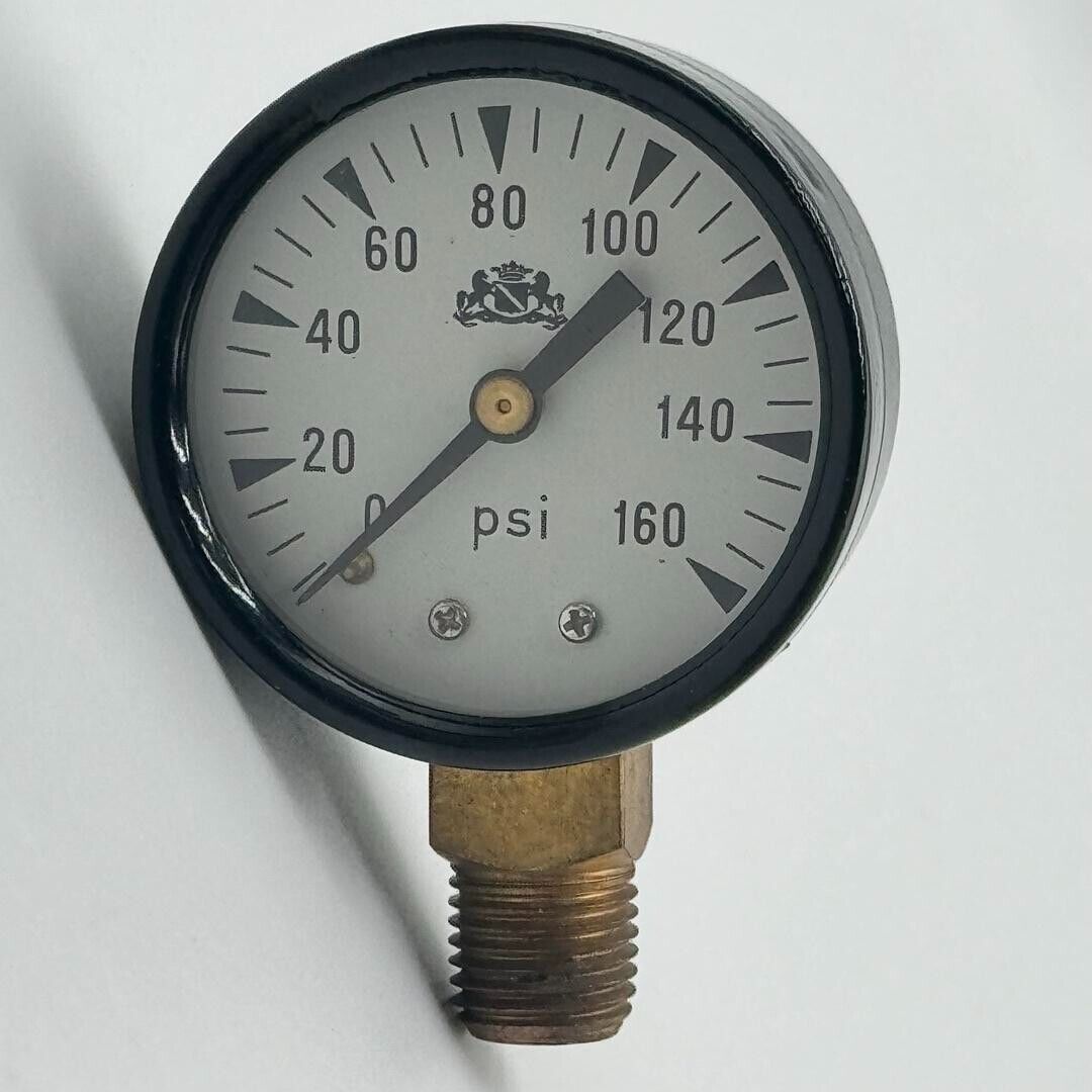 LOT OF 50 - Crown Pressure Gauge 0-160psi 1/2” Bottom Mount Thread 2” Face NEW