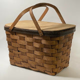 VINTAGE Putney Basketville Lidded Hinged Wood Basket Great Condition