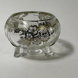 Vintage Chrystal Glass 3 Footed Vase/Flower Bowl 5”x3.5”