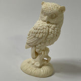 Beautiful Santini Owl Figurine White Chalkware Resin Italy Signed Bird Statue