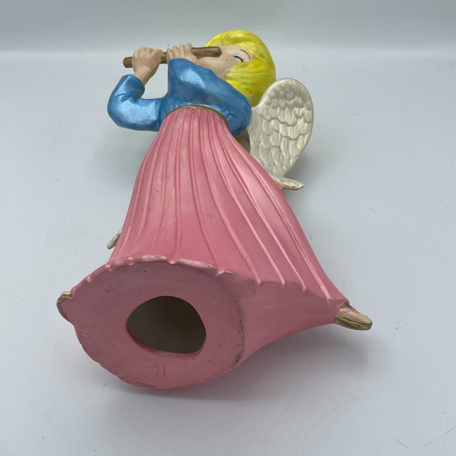 Atlantic Mold Blue 12” Pink Christmas Angel Playing Flute Blonde