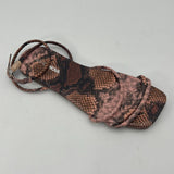 Fashion Nova Kilia Faux Snake Skin Pink Black Strap Sandal Flats Womens Size 6