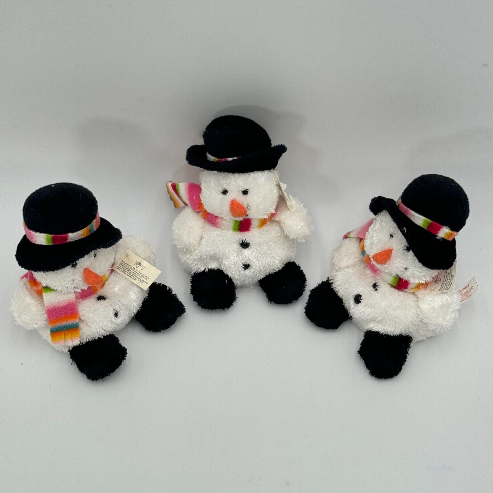 3pc Russ Buddies Matching Beanie Snowman Woman Sue Colorful Striped Scarf NWT