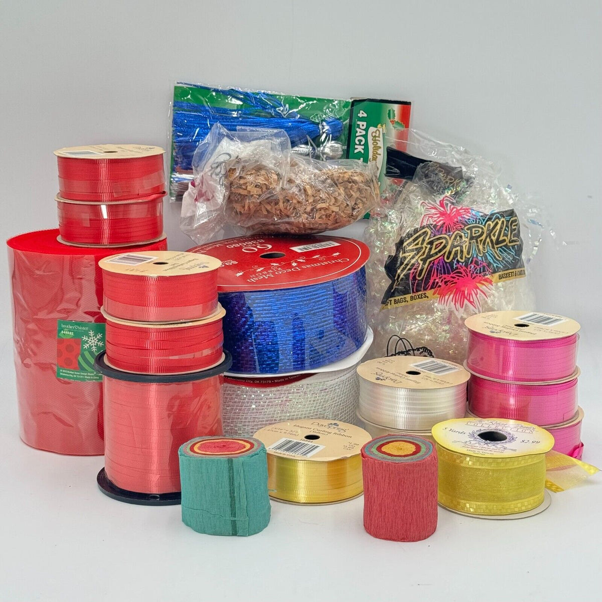 Huge Lot of Holiday Special Event Curling Ribbon Deco Mesh Tulle Gift Basket