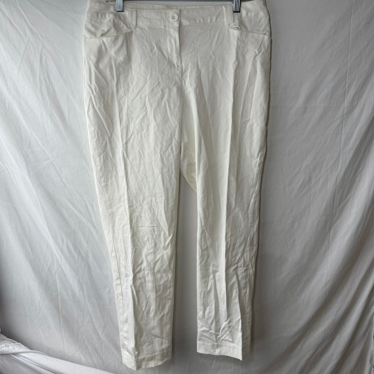 Lane Bryant Womens Skinny Stretch Cotton Pants White Preppy Minimalist Size 14