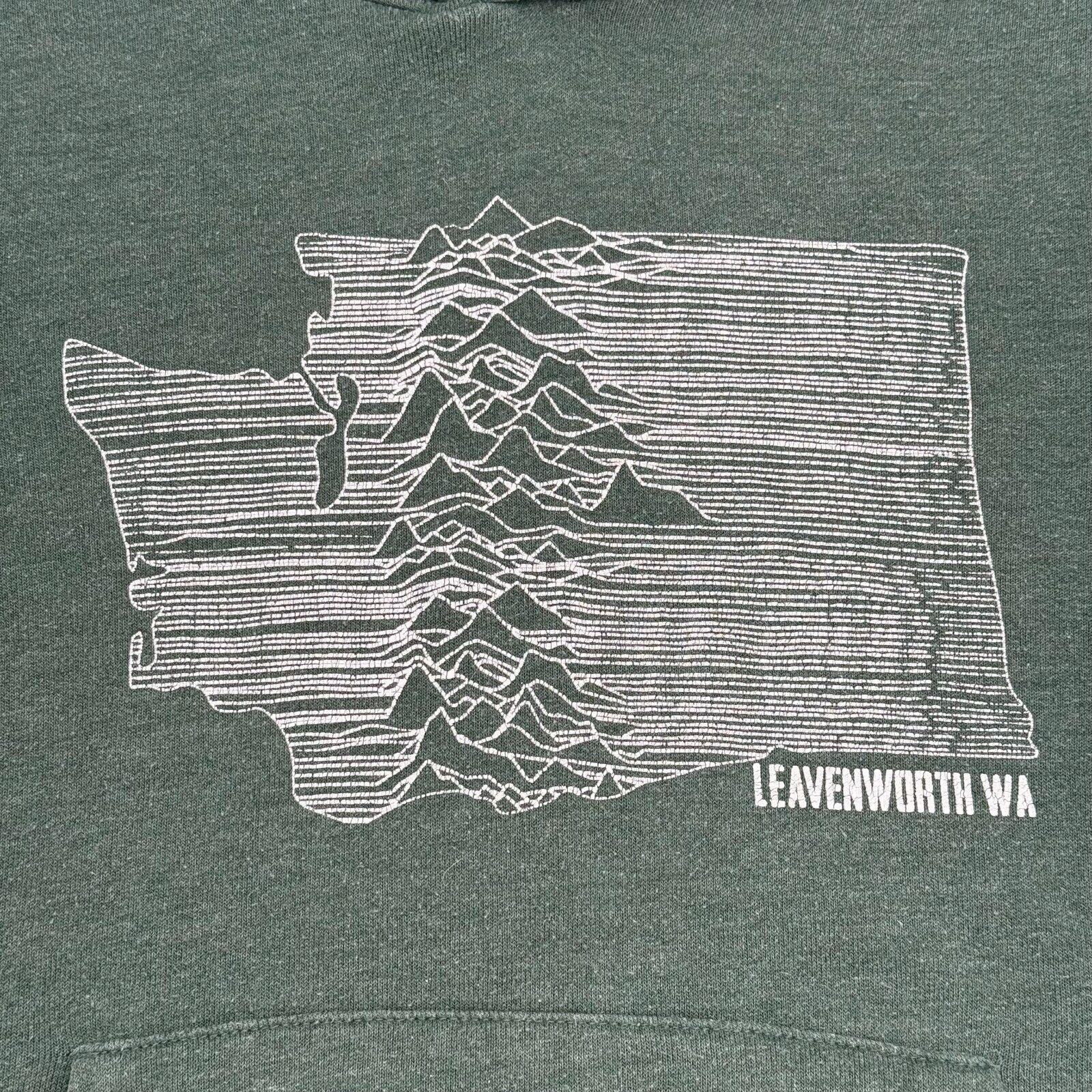 Leavenworth WA Hoodie Forest Green Local Washington State Mountain Map Adult S