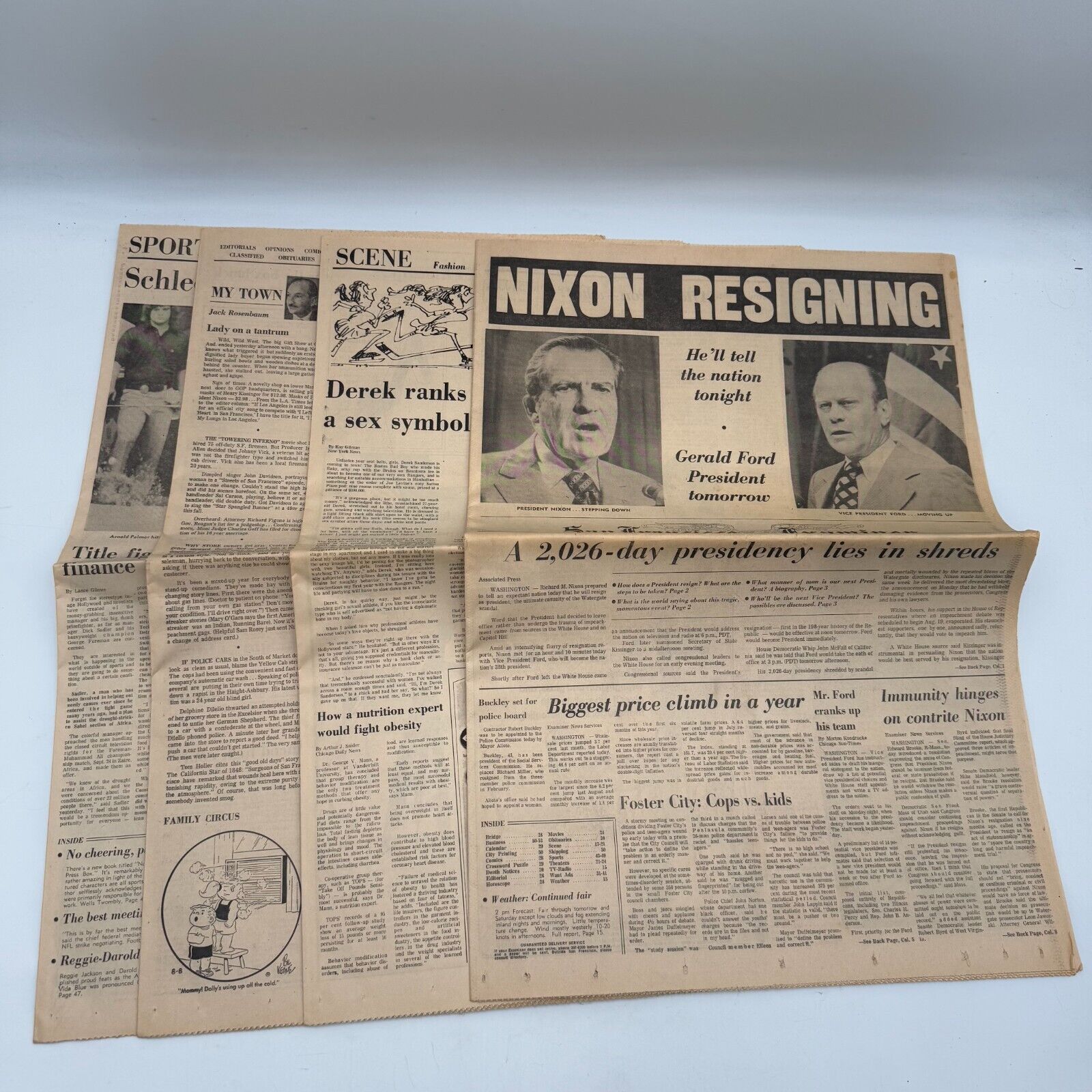 San Francisco Examiner Issues 50 51 Nixon Resigning President Ford Speech 1974