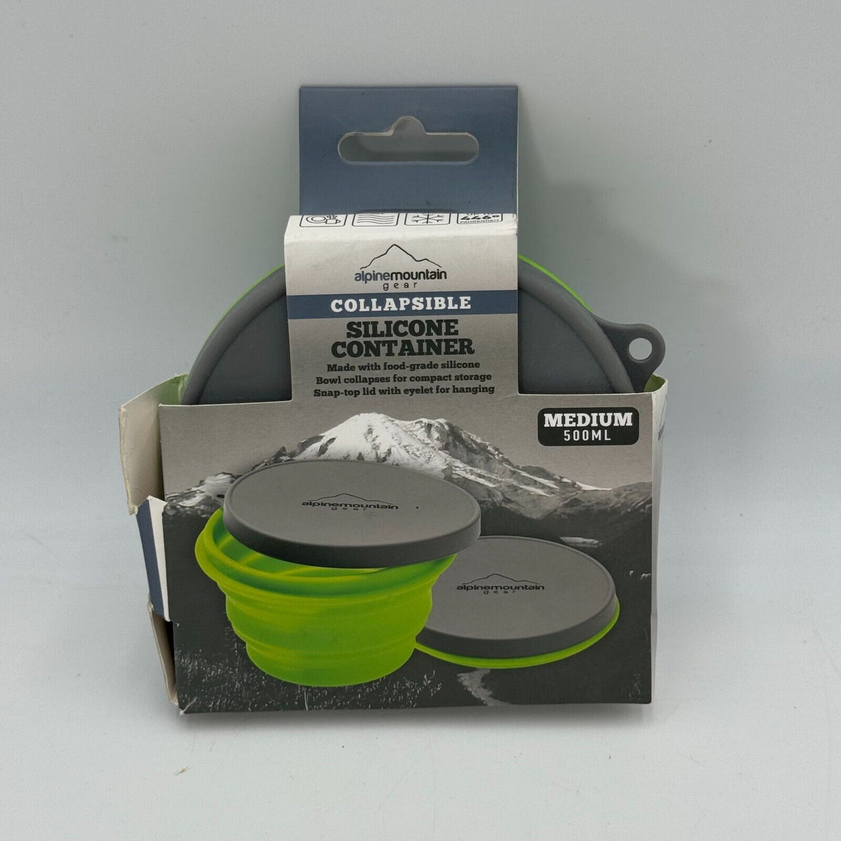 Alpine Mountain Collapsible Silicone Storage Container with Lid Med 500ml Green