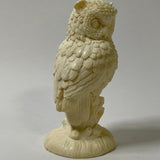 Santini Owl Figurine White Chalkware Resin Italy Signed Bird Statue Lovely Read