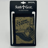 Kerusso Faith Gear Tri Fold Wallet Green Black God Trust Eagle Psalm NWT