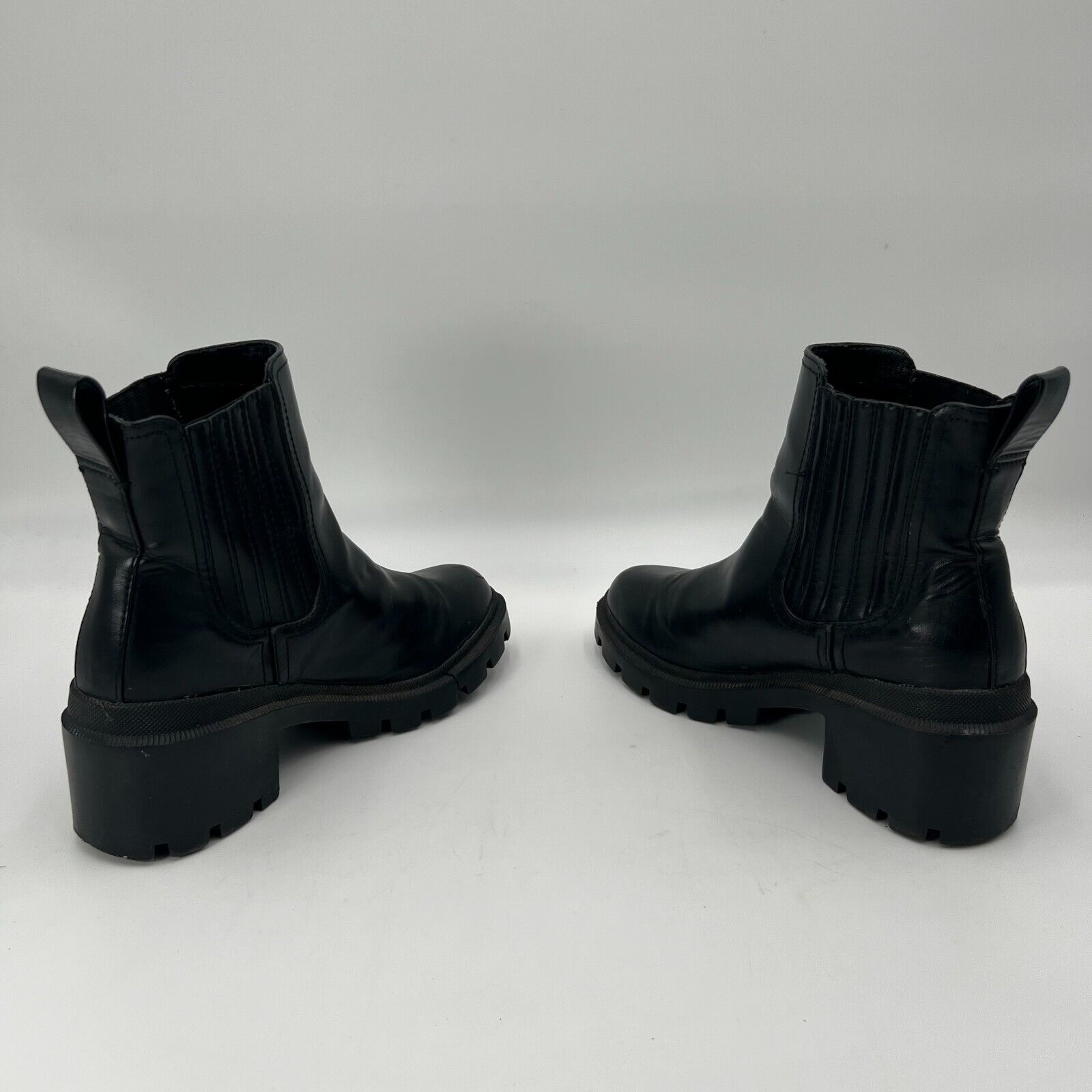 Universal Thread Womens Leather Memory Foam Raised Heeled Boots Black  Size 9.5